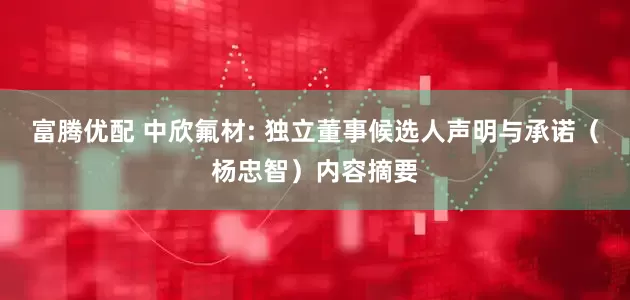 富腾优配 中欣氟材: 独立董事候选人声明与承诺（杨忠智）内容摘要