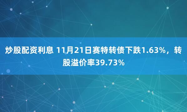炒股配资利息 11月21日赛特转债下跌1.63%，转股溢价率39.73%